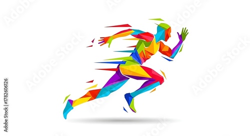 Colorful runner design, athlete illustration, running man vector, speed graphic, jogger art