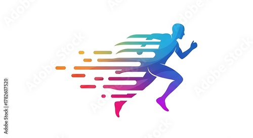 Running man vector illustration, colorful runner silhouette for marathon, sprint and fitness design