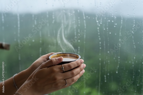 Masala chai held in decorative cup with henna adorned hands representing warmth culture and traditional Indian tea moments