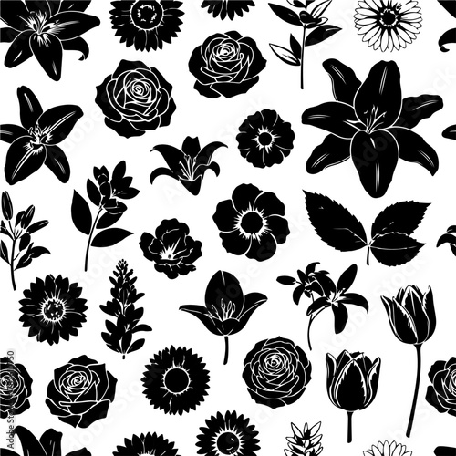 Elegant floral silhouettes seamless pattern – create stunning designs with this timeless botanical background