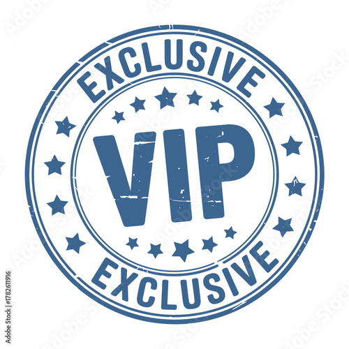Exclusive vip stamp with stars and blue ink