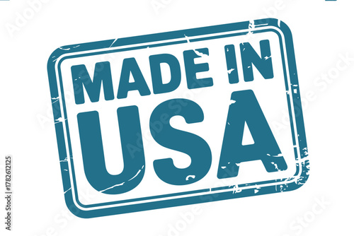 Distressed blue stamp seal indicating product origin made in usa