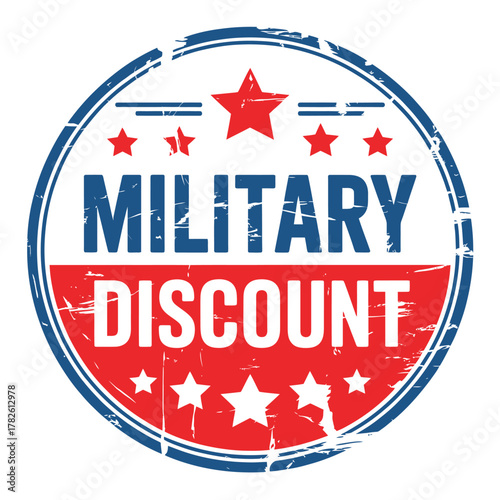 Vintage style military discount badge with stars and stripes