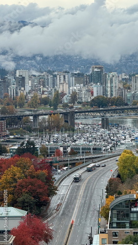 Downtown Vancouver Skyline with Burrard Bridge and Granville Bridge, British Columbia, Canada