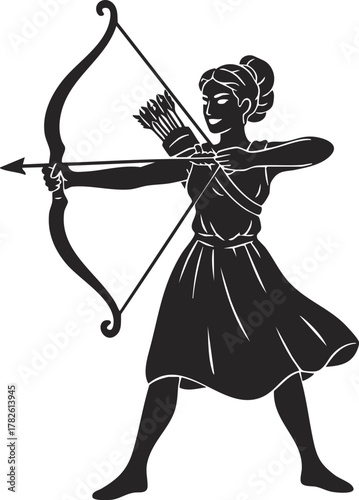 Greek Gods and Goddess Artemis vector illustration 