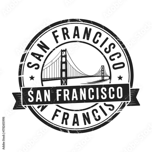 San francisco golden gate bridge stamp design