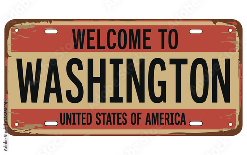 Vintage welcome to washington state license plate sign