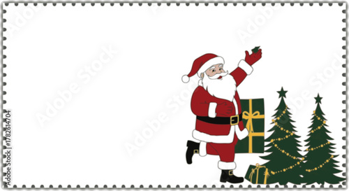 Santa Claus Red Grunge Stamp Festive Christmas Seal Isolated Transparent Background Holiday Celebration
