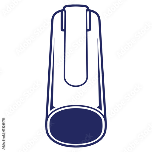 Simple Dark Blue Saxophone Mouthpiece Clip Art Isolated on White Background Minimalist Design