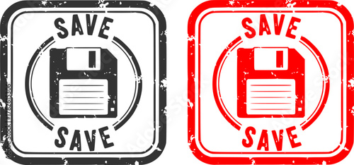 Save stamp. Red grunge icon stamp illustration vector	
