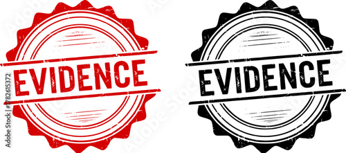 Evidence stamp. Red grunge icon stamp illustration vector	