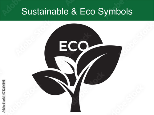 Eco plant with three leaves and circular background vector illustration