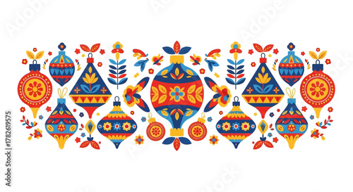 Festive Holiday Ornaments Border Design
