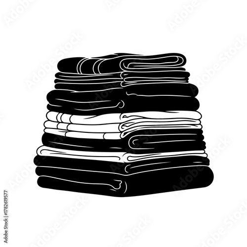 Clean folded towels in black and white, perfect for spa, bathroom, or hotel branding needs