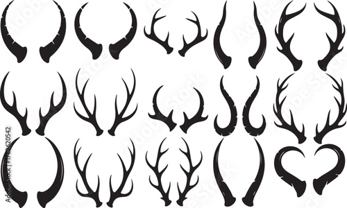 Deer Antlers Silhouettes.Vector illustration ready for vinyl cutting.