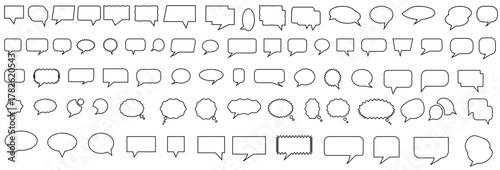 Big set speech bubbles, speech balloon communication concept,Talk bubble. Cloud speech bubble Speak bubble text, vector set of flat message bubbles show chat bubble or dialog boxes on white background
