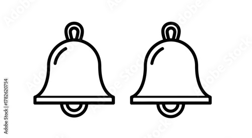Simple outline illustration of two classic bells side by side