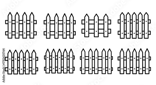 Simple black and white illustration of a picket fence design pattern