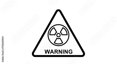 Black and white triangular warning sign with a radiation symbol inside