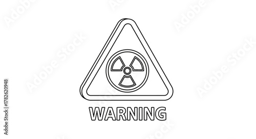 Simple black and white drawing of a triangular radiation warning sign