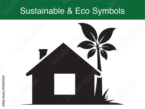 Eco house with tree symbol for sustainable living vector illustration