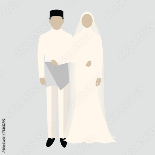 Muslim Couple in their wedding outfit