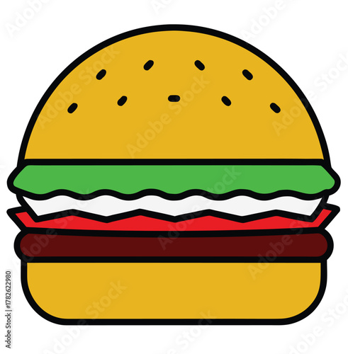 hamburger with cheese, lettuce and tomato on a white background