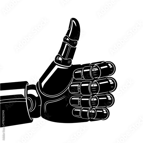 Robotic hand giving thumbs up for approval, perfect for tech, AI, and future concepts