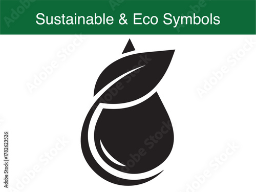 Eco water drop with leaf natural organic purity vector illustration