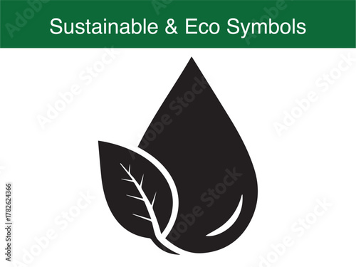 Eco water drop with leaf natural clean purity vector illustration