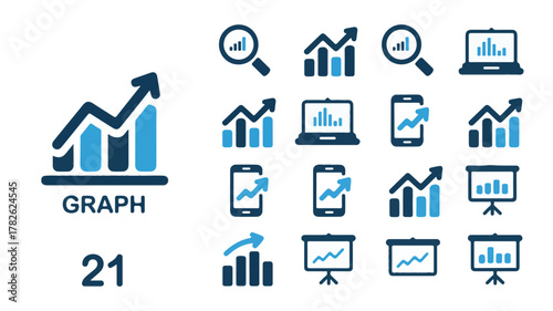 Business Growth and Data Analysis Icons graph chart