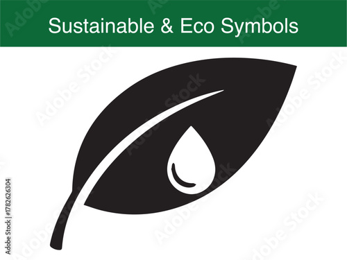 Eco leaf with water drop natural organic purity vector illustration