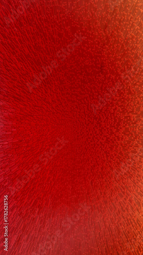Red background with extruded cubes.