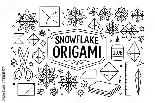 Snowflake origami craft: creative paper folding designs for winter decorations