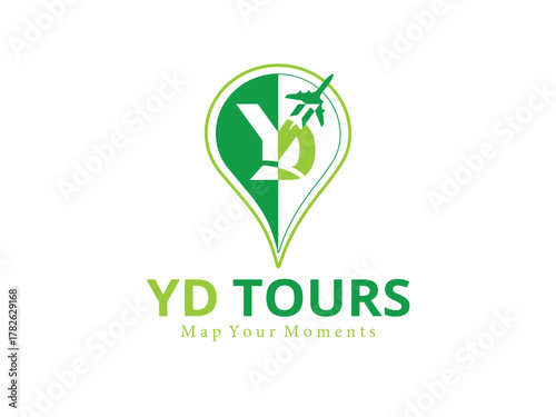 Vector design template of location map logo combination with YD . Location, air. Icon symbol .