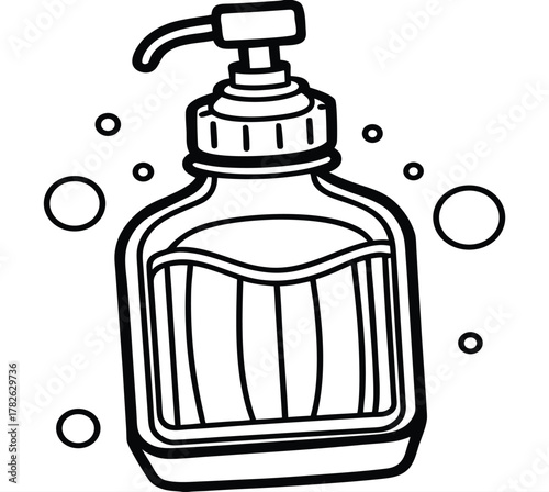 vector illustration of shower gel and water bottles