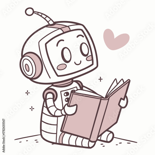 Tiny Robot Reading Book