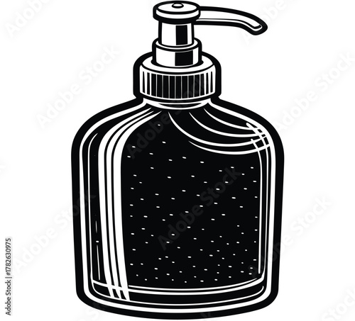 Liquid Soap Dispenser with Pump on White Background Vector Illustration
