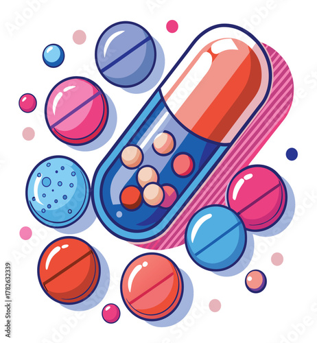 Diverse Collection of Pills and Capsule Representing Medicine and Healthcare Solutions