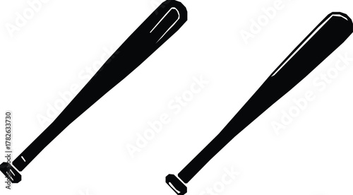 Set of baseball bat clipart. Baseball bat silhouettes vector art,