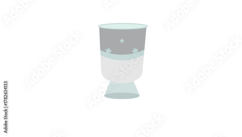 Isolated photo of a glass container with a clear beverage and a glass of milk