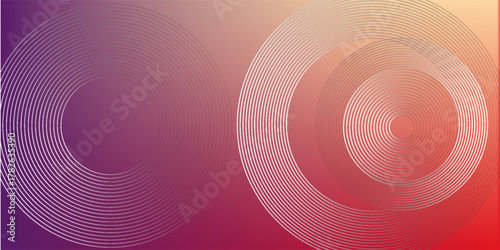 Abstract modern gradient horizontal template background. Trendy bright circle lines creative design. Minimal style graphic elements. Suit for poster, cover, banner, flyer, brochure, presentation