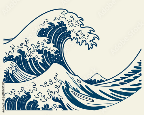 Great wave of kanagawa inspired vector illustration