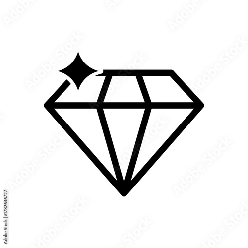 Diamond icon with four corners sparkling star vector illustration.