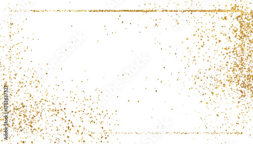  Frame with gold glitter sprinkled on it with a simple background.