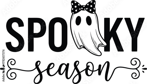 Spooky season with a cute ghost and bow