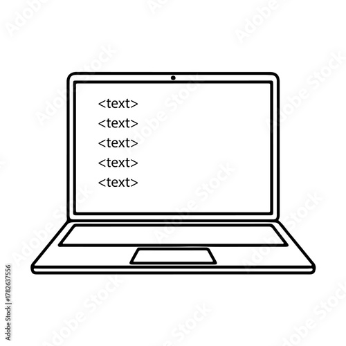 Modern laptop displaying code snippet with clean minimalist design on white background
