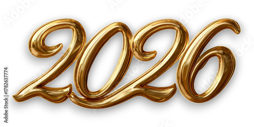 Golden 2026 Number Design Ready for Celebration Events and Decorations