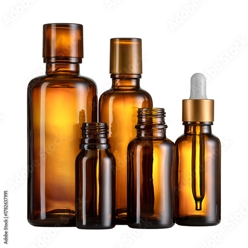 Elegant Amber Glass Bottles for Essential Oils and Personal Care Products on ...