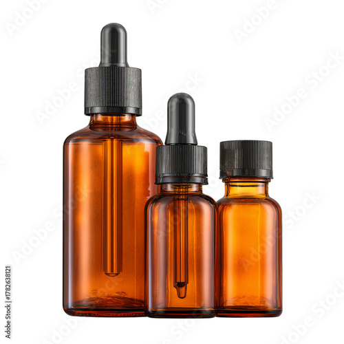 Various Sizes of Amber Glass Bottles for Essential Oils and Liquids